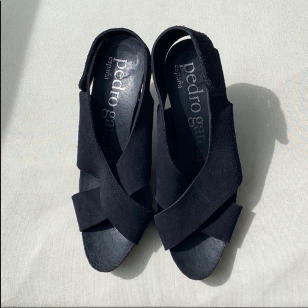 Pedro Garcia Black Suede Sling-Back Sandals